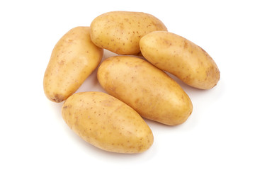 Young Fresh potatoes, organic potato, close-up, isolated on white background