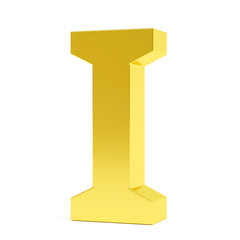 Golden letter I. Collection. 3d image