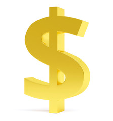 Golden dollar sign. 3d image