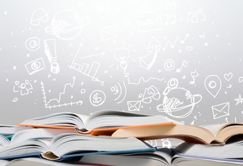 Books collection  isolated on  background.