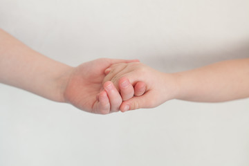 Childs hand isolated on a white background