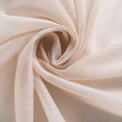beige thin fabric for curtains, tulle or organza, pleats