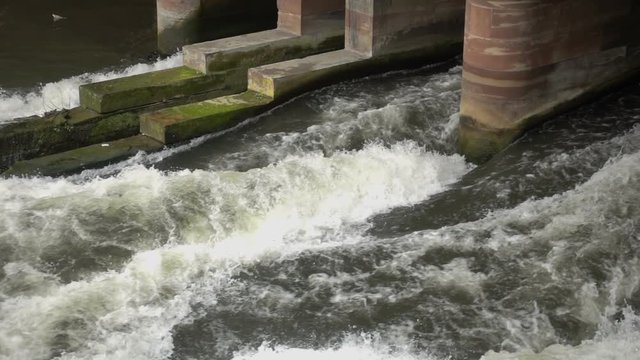 Landscape of an old  dam in slow motion.