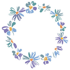 Naklejka na ściany i meble Floral wreath with daisies. Delicate frame for cards design. Great for wedding invitation, greeting card, poster, placing text, phrases.