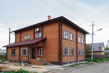 Large log wooden house
