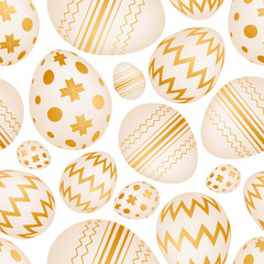 Seamless pattern with golden Easter eggs