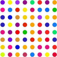 Multicolored circles on a white background