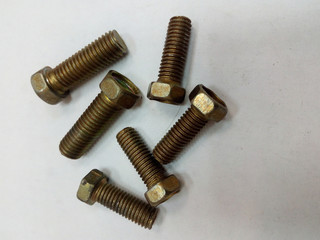 bolts and nuts on white background