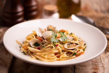 Fresh pasta with seafood