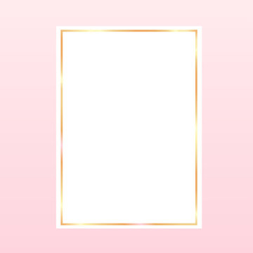 pink backgroundwith a golden frame on white paper