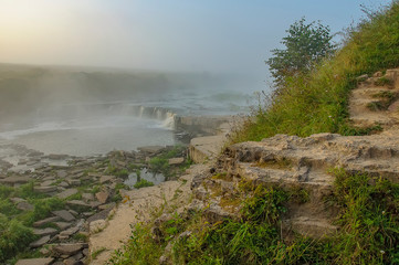 Tosno waterfall, the largest waterfall in Europe — about 30 meters wide and more than 2 meters high.