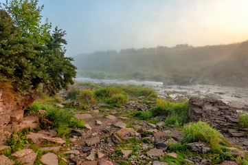 Tosno waterfall, the largest waterfall in Europe — about 30 meters wide and more than 2 meters high.