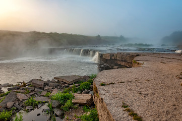 Tosno waterfall, the largest waterfall in Europe — about 30 meters wide and more than 2 meters...