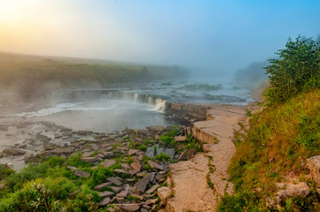 Tosno waterfall, the largest waterfall in Europe — about 30 meters wide and more than 2 meters high.