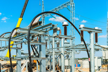 High-voltage equipment - vacuum switches and insulators on metal supports