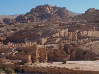 Petra; Raqmu - historic ruins of the ancient, rock city of the Nabatean Arabians. It is located in southwestern Jordan. It is also known as the rose-red city. UNESCO World Heritage list.