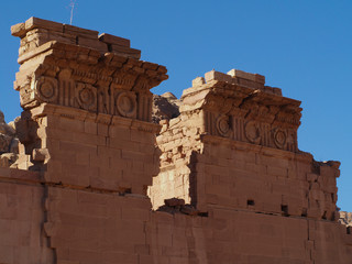 Petra; Raqmu - historic ruins of the ancient, rock city of the Nabatean Arabians. It is located in southwestern Jordan. It is also known as the rose-red city. UNESCO World Heritage list.