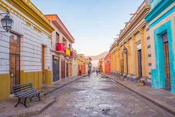 Beautiful streets and colorful facades of San Cristobal de las Casas in Chiapas, Mexico	