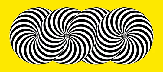 Infinity symbol of interlaced circles. Impossible shape on color background. Optical illusion with striped lines. Black white stripes of circle. © Divin