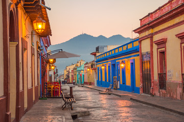 Beautiful streets and colorful facades of San Cristobal de las Casas in Chiapas, Mexico	