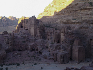 Petra; Raqmu - historic ruins of the ancient, rock city of the Nabatean Arabians. It is located in southwestern Jordan. It is also known as the rose-red city. UNESCO World Heritage list.