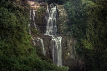 Waterfall scenery landscape Ramboda falls  in Sri Lanka Nawara Eliya 
