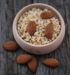 Small pieces of chopped almonds with whole ones