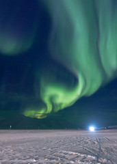 Aurora borealis over Longyearbyen in svalbard