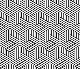 Abstract geometric pattern with stripes, lines. Seamless vector background. White and black ornament. Simple lattice graphic design