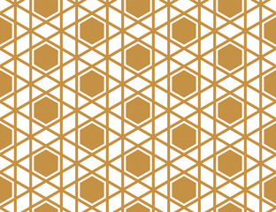 The geometric pattern with lines. Seamless vector background. White and gold texture. Graphic modern pattern. Simple lattice graphic design