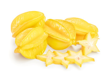 Carambola or star-fruit isolated on white background
