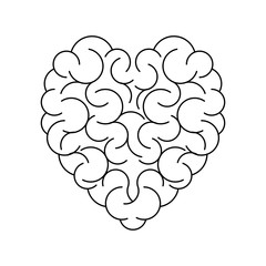 brain in form of heart empty background