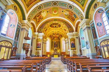 Interior of St Nicholas Parish Church, Bad Ischl, Salzkammergut, Austria