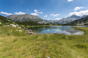 Naklejka na ściany i meble Summer landscape of Muratovo (Hvoynato) lake at Pirin Mountain, Bulgaria