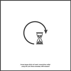 Fototapeta na wymiar Sandglass clock icon. Flat image sandglass with shadow on white isolated background.