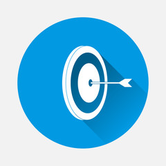 Darts vector icon. Illustration darts game 3d realistic on a blue background a flat image with a long shadow.