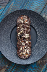 Fototapeta premium Pancakes from spelled flour without eggs for breakfast 