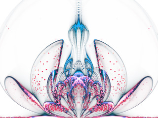 Light blue and red fractal flower, digital artwork for creative graphic design
