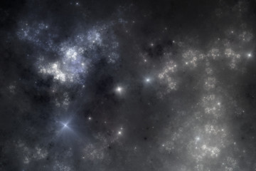 Dark fractal star constellation, digital artwork for creative graphic design