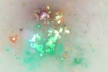 Fototapeta na wymiar Light green fractal nebula, digital artwork for creative graphic design