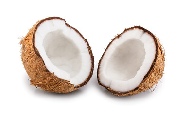 half of coconut isolated on white background