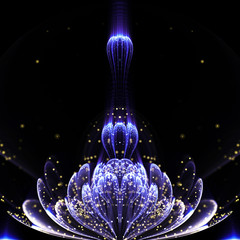 Dark blue fractal flower with pollen, digital artwork for creative graphic design - 260367772