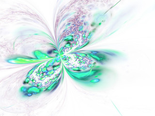 Light green fractal butterfly, digital artwork for creative graphic design