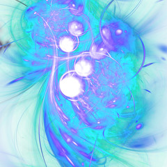 Green and blue fractal swirls, digital artwork for creative graphic design