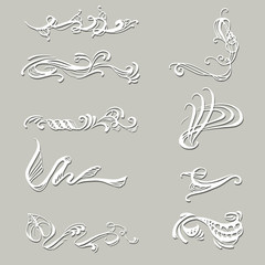 Vector collection of decorative oriental and classical elemnts made in hand drawn style. Set of elements for business greeting invitation card and banner.
