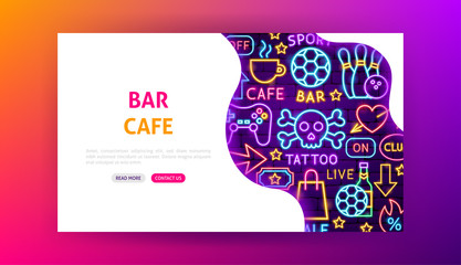 Bar Cafe Neon Landing Page