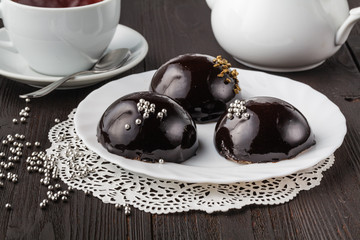 Ptichye Moloko (Bird's Milk) - traditional Russian Vanilla Souffle Cake, covered with glaze