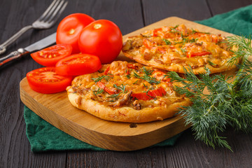 Small homemade vegetable pizza