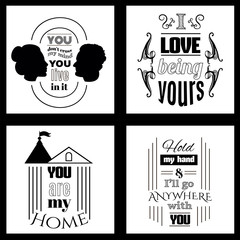 Collection of  quote typographical background with unique hand drawn elements. Vector template for cards posters and banners