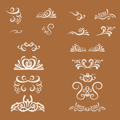 Vector collection of decorative oriental and classical elemnts made in hand drawn style. Set of elements for business greeting invitation card and banner.